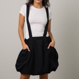 Navy Blue Bubble Hem Suspender Mini Skirt Size L